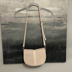 Moda Luxe Woven Cream Crossbody Bag